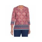 Alfred Dunner Gypsy Moon 3/4 Sleeve V Neck Medallion T-shirt-womens