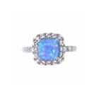 Womens Blue Opal Sterling Silver Cocktail Ring