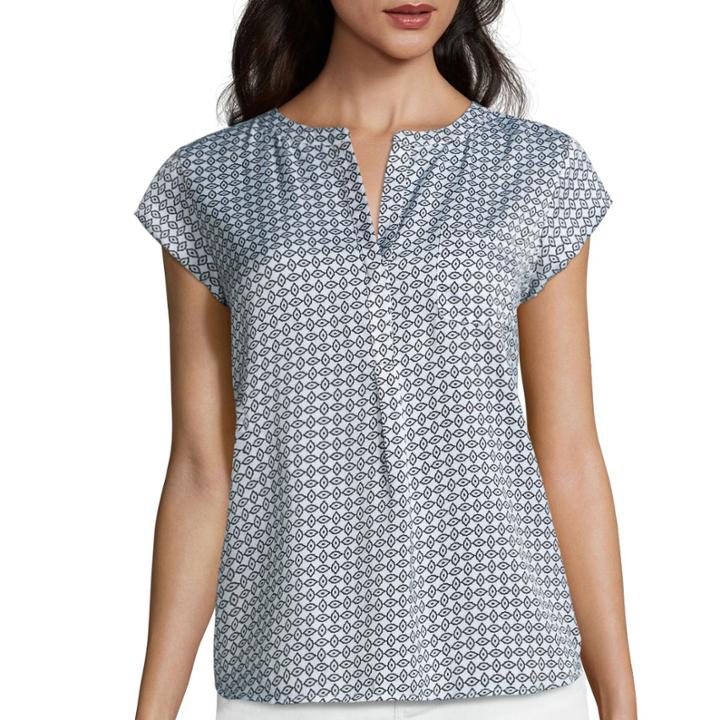 Liz Claiborne Cap-sleeve Popover Shirt