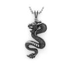 Mens Two-tone Stainless Steel Dragon Pendant Necklace