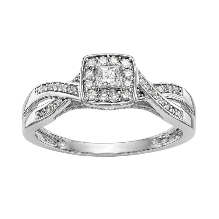 Womens 1/3 Ct. T.w. Genuine Multi-shape White Diamond 14k Gold Promise Ring