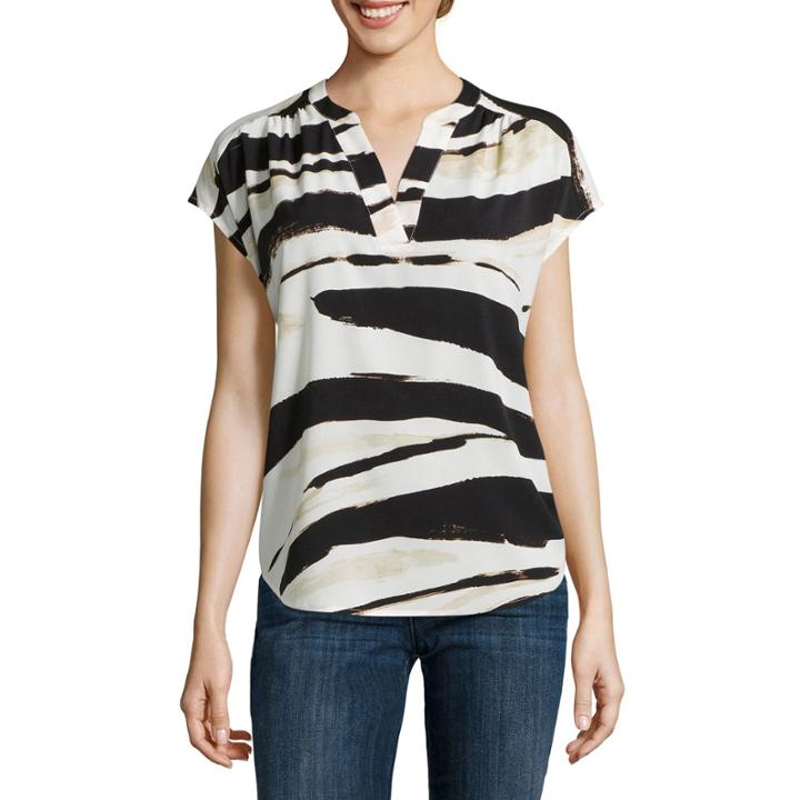 Liz Claiborne Short-sleeve Animal Blouse