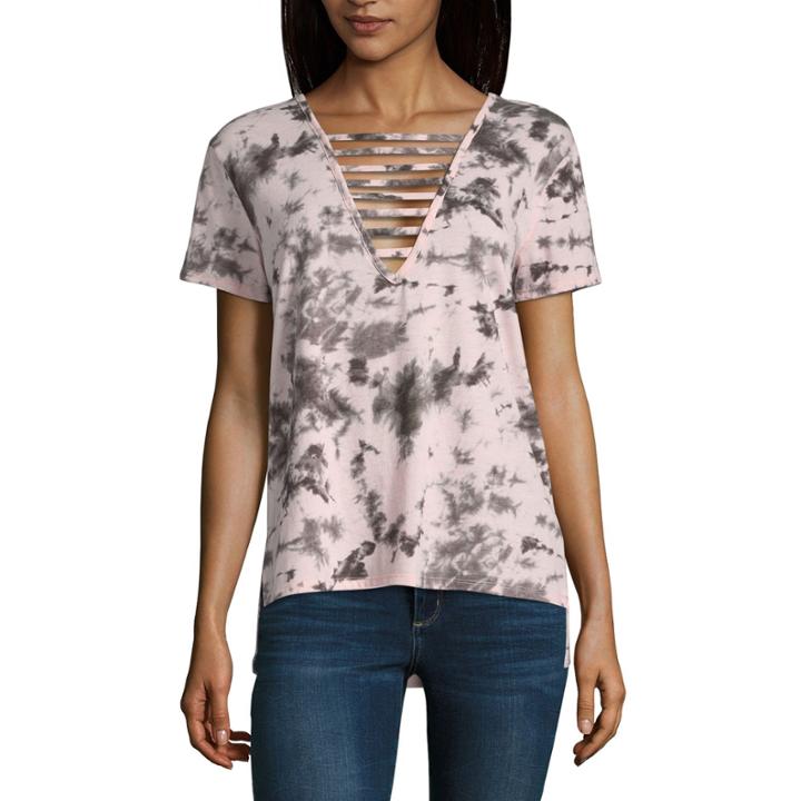 Arizona Short Sleeve Round Neck Tie Dye T-shirt-womens Juniors