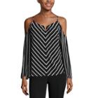 Nicole By Nicole Miller Striped Cold Shoulder Top