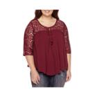 Arizona 3/4-sleeve Crochet Swing Top - Juniors Plus
