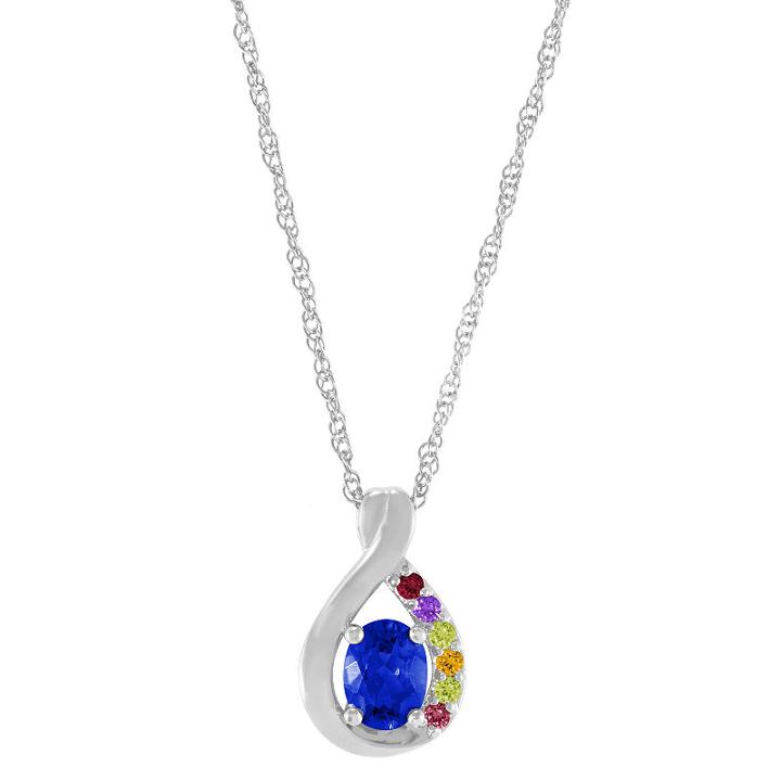 Artcarved Personalized Womens Multi Color Multi Stone 14k Gold Pendant Necklace