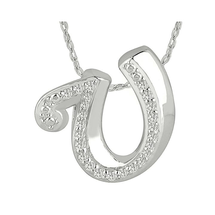 1/7 C.t. Tw. Diamond Sterling Silver U Pendant
