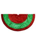 48 Green Holographic Sequined Christmas Tree Skirt With Red Velveteen Trim