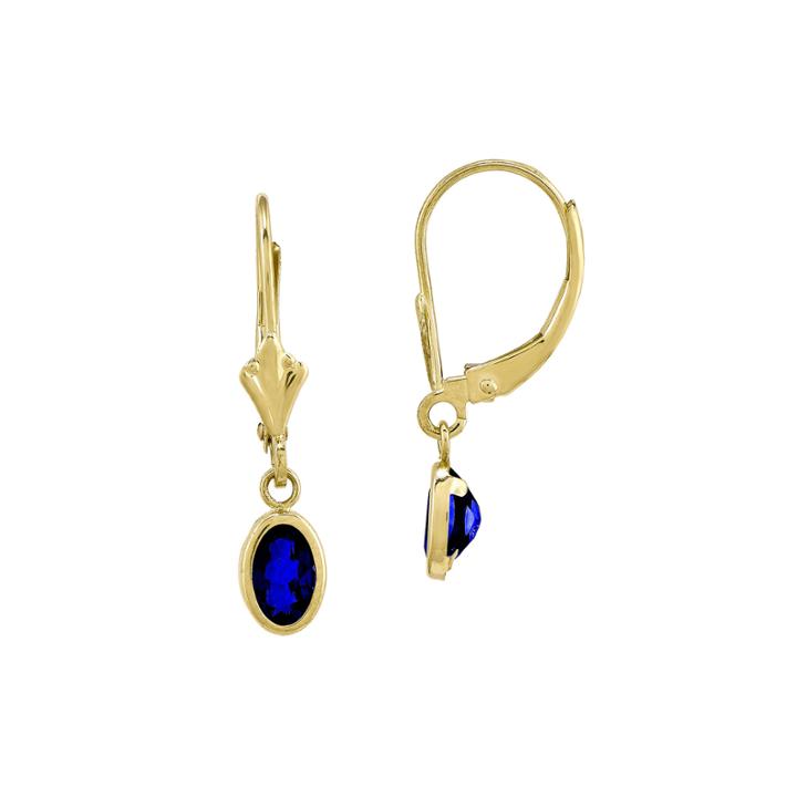 Genuine Blue Sapphire 14k Yellow Gold Drop Earrings