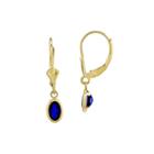Genuine Blue Sapphire 14k Yellow Gold Drop Earrings