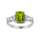 Genuine Peridot And Lab Created White Sapphire Sterling Silver Ring