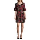 Ronni Nicole Elbow Sleeve Floral Shift Dress-petites