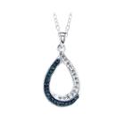 Crystal Sophistication&trade; Blue & Clear Crystal-accent Open Teardrop Pendant Necklace