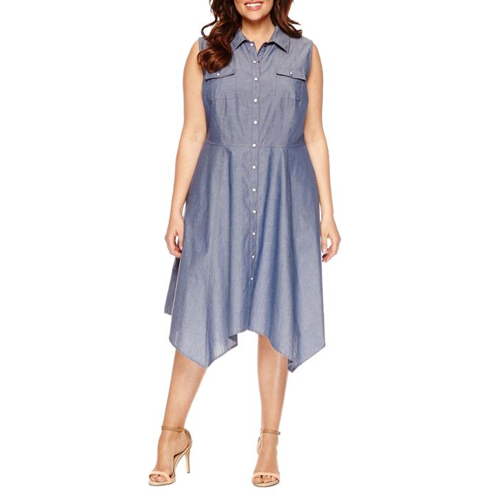 R & K Originals Sleeveless Shirt Dress-plus