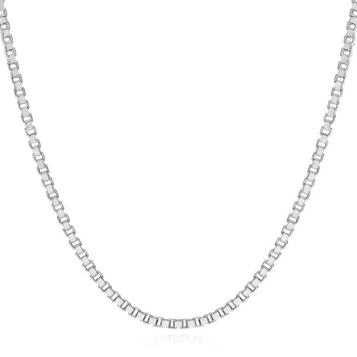 Made In Italy 14k White Gold 1.4mm Venetian 20 Box Chain Necklace
