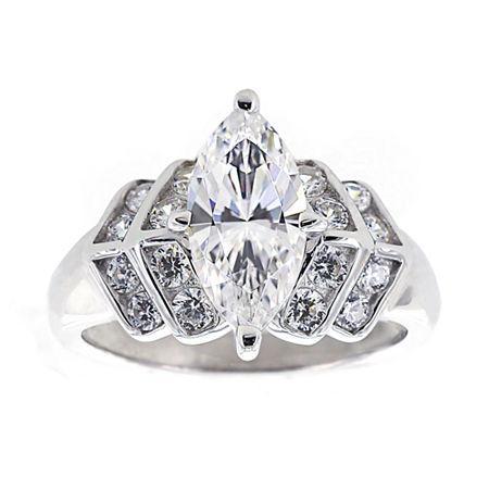 Diamonart Cubic Zirconia Sterling Silver Marquise Ring