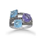 Womens Blue Blue Topaz Sterling Silver Crossover Ring