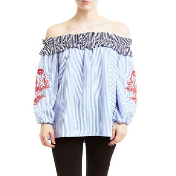 Romeo And Juliet Couture Striped And Embroidered Top