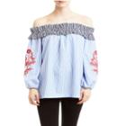 Romeo And Juliet Couture Striped And Embroidered Top