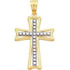 14k Two-tone Gold Textured Cross Charm