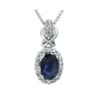 1/7 Ct. T.w. Diamond And Genuine Sapphire 10k White Gold Drop Pendant Necklace