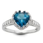 Womens Genuine Blue Topaz Blue Sterling Silver Heart Cocktail Ring