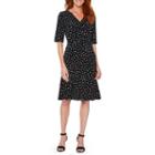 Liz Claiborne 3/4 Sleeve Dot Wrap Dress