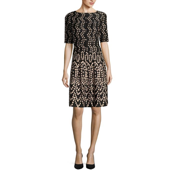 Danny & Nicole Elbow-sleeve Dot Fit-and-flare Dress