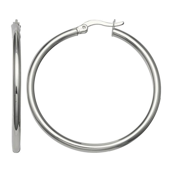 Silver Reflections Silver Plated 30mm Trpl Diamond Cut Pure Silver Over Brass 30mm Round Hoop Earrings