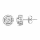 Trumiracle True Miracle 1 Ct. T.w. Genuine White Diamond 10k Gold 8.8mm Stud Earrings