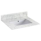 23.5-in. W 19.5-in. D Marble Top With Backsplash In Bianca Carara Color For 3h8-in. Faucet - White Um Sink