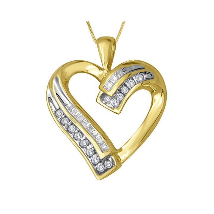 1/5 Ct. T.w. Diamond 10k Yellow Gold Heart Pendant Necklace
