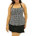 A Shore Fit Casablanca Hearts 2 Piece Supportini Set With Ruffle Skirt - Plus