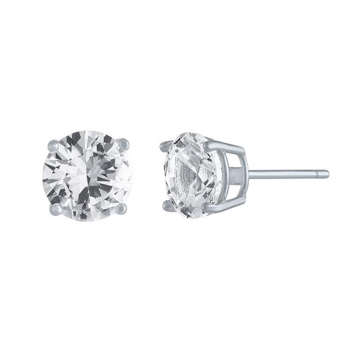 Lab Created White Sapphire Sterling Silver 7mm Stud Earrings