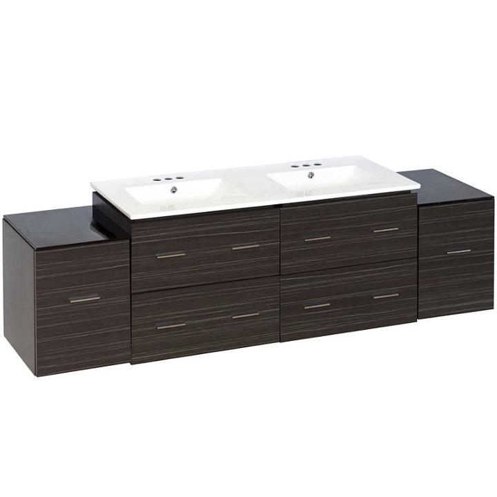 74.5-in. W Wall Mount Dawn Grey Vanity Set For 3h4-in. Drilling