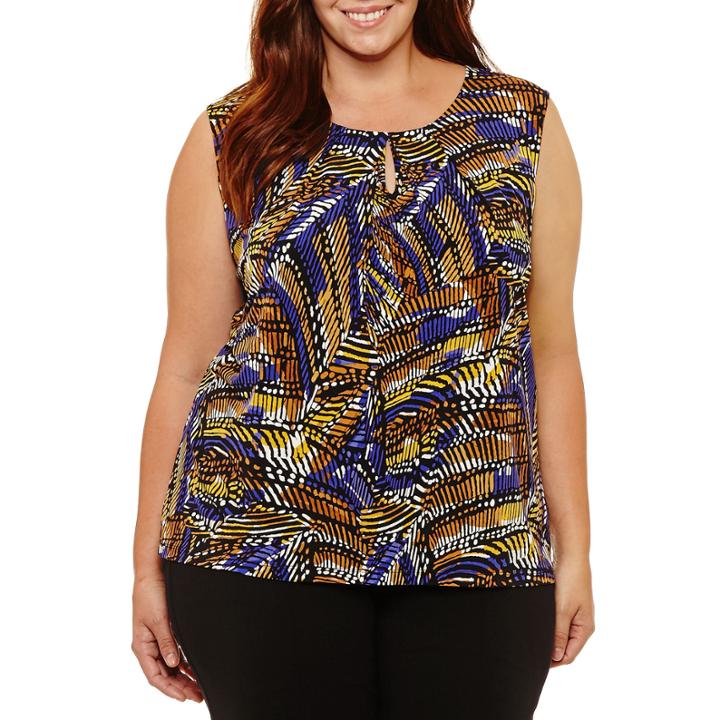 Black Label By Evan-picone Sleeveless Keyhole Top-plus
