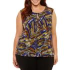 Black Label By Evan-picone Sleeveless Keyhole Top-plus