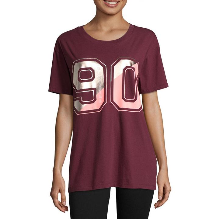 Flirtitude Short Sleeve Oversized Graphic Tee - Juniors