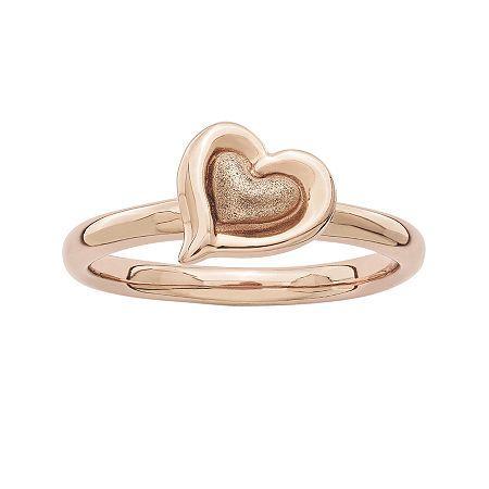 Personally Stackable 18k Rose Gold Over Sterling Silver 2-heart Ring