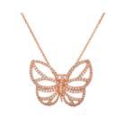 18k Rose Gold Over Brass Cubic Zirconia Butterfly Pendant Necklace