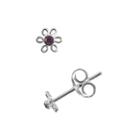 Itsy Bitsy&trade; Purple Crystal Sterling Silver Flower Stud Earrings