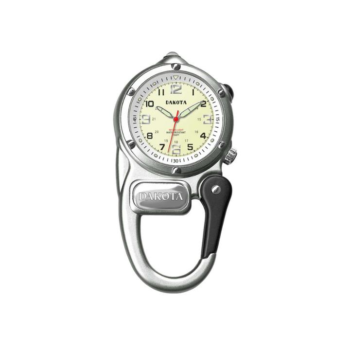 Dakota Mini-clip Microlight Carabiner Pocket Watch, Silver