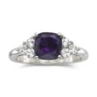 Genuine Amethyst & Lab-created White Sapphire Sterling Silver Cocktail Ring