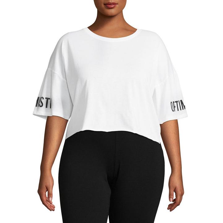 City Streets Short Sleeve Optimistic Crop Tee - Juniors Plus