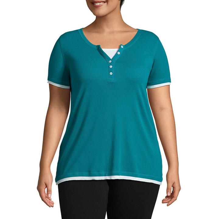 St. John's Bay Active Short Sleeve Two-fer Tee - Plus
