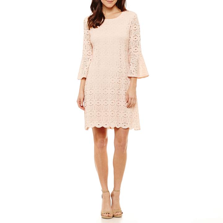 Ronni Nicole 3/4 Sleeve Medallion Shift Dress-petites
