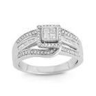 1/2 Ct. T.w. Diamond 10k White Gold Quad Princess-cut Bridal Ring