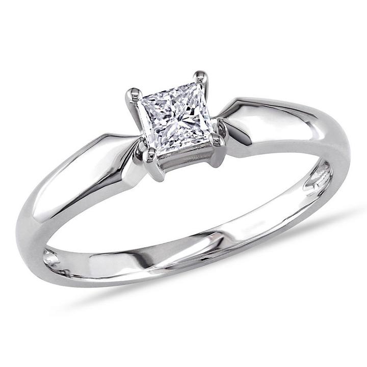 Womens 1/3 Ct. T.w. Princess White Diamond 10k Gold Solitaire Ring
