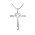 Love In Motion&trade; Lab-created White Sapphire And Diamond-accent Cross Pendant Necklace