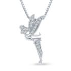 Enchanted By Disney 1/10 C.t.t.w. Diamond Tinker Bell Pendant Necklace In Sterling Silver